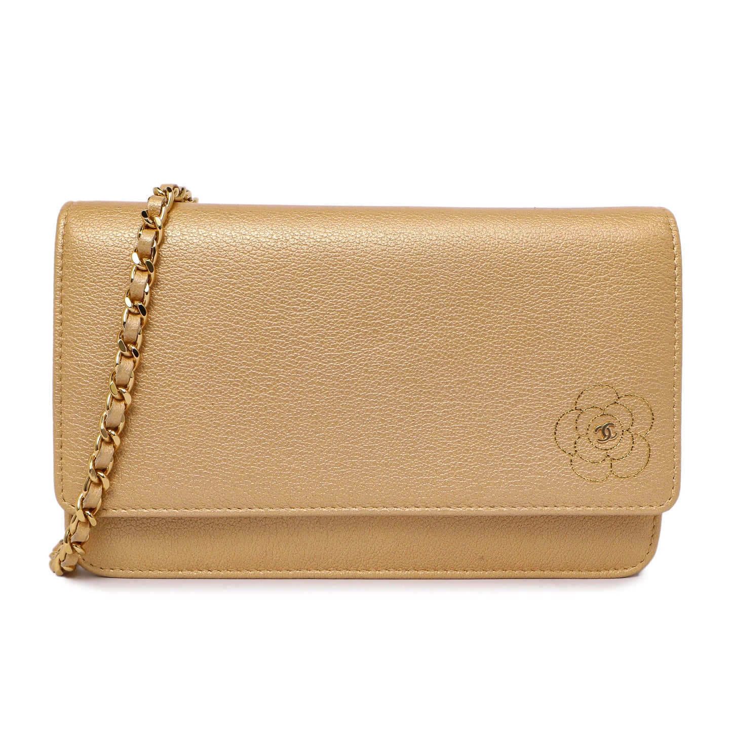 Exclusive Chanel Calfskin Camellia Wallet on Chain — Front View