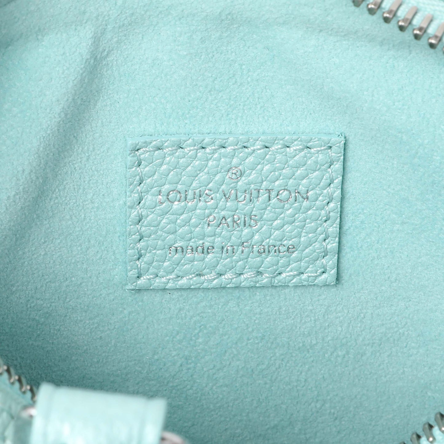 Exclusive Louis Vuitton Pearly Lagoon Turquoise Empreinte Monogram Nano Speedy — Detail View