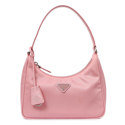 Exclusive Prada Rosa Tessuto Nylon Saffiano Mini Re-Edition 2005 Bag — Front View