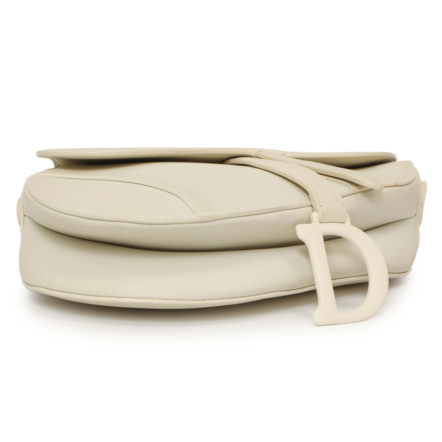 Exclusive Christian Dior White Ultra Matte Calfskin Saddle Bag — Back View