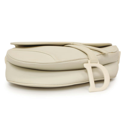 Exclusive Christian Dior White Ultra Matte Calfskin Saddle Bag — Back View