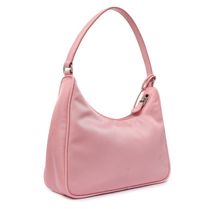 Exclusive Prada Rosa Tessuto Nylon Saffiano Mini Re-Edition 2005 Bag — Side View