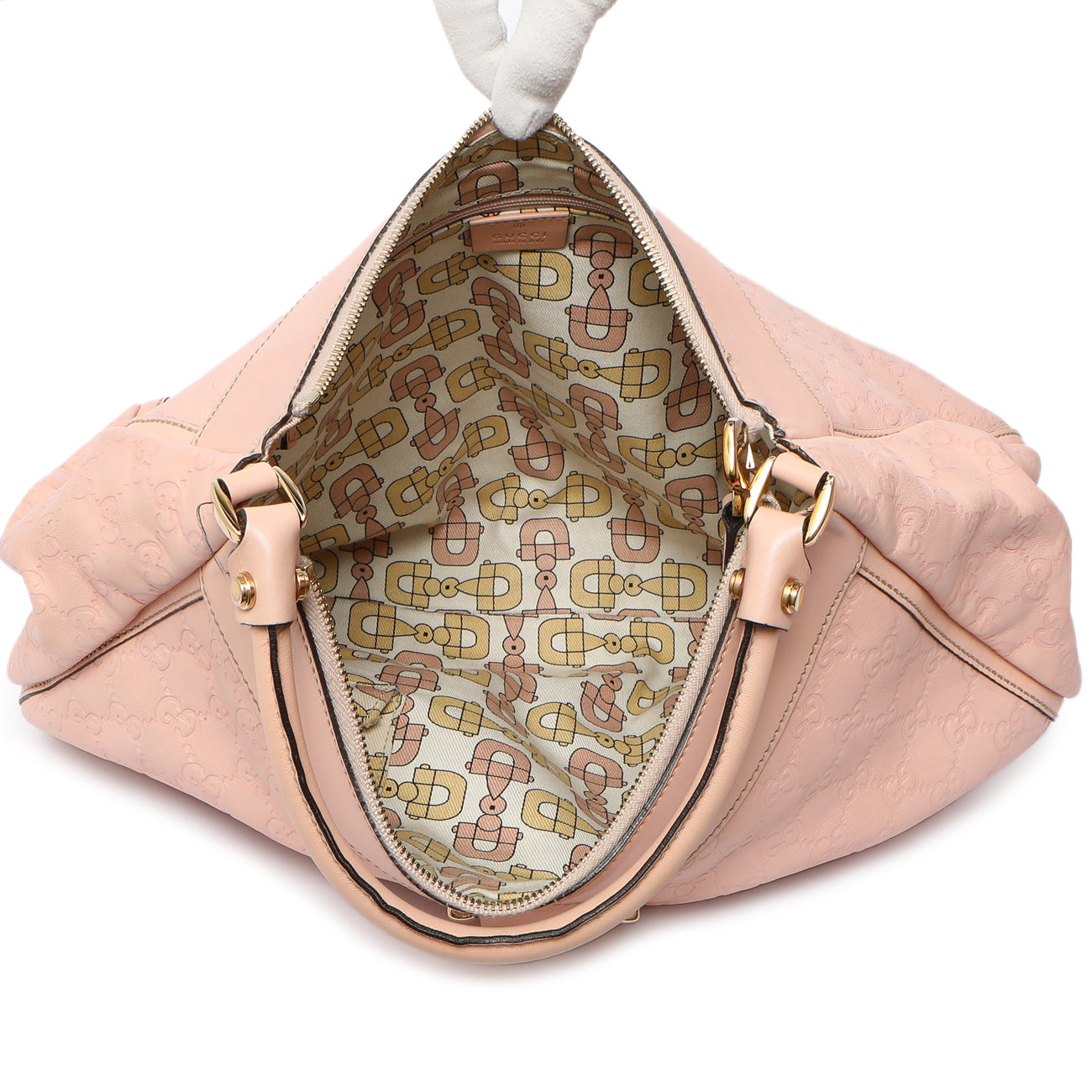 Exclusive Gucci Pink Guccissima Large D Ring Hobo — Top View