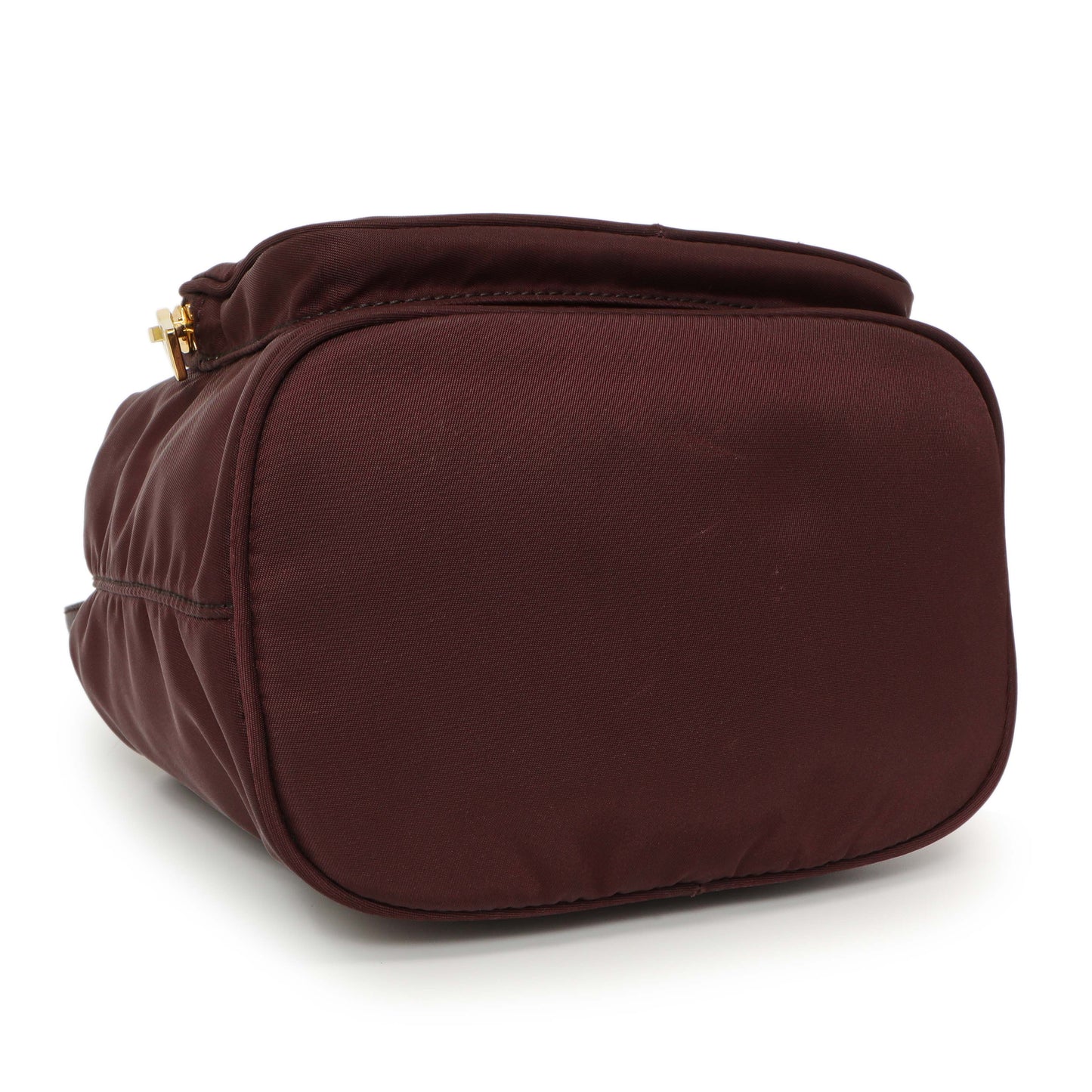 Exclusive Prada Burgundy Re-Nylon Saffiano Duet Bucket Crossbody Bag — Back View