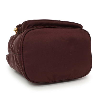 Exclusive Prada Burgundy Re-Nylon Saffiano Duet Bucket Crossbody Bag — Back View
