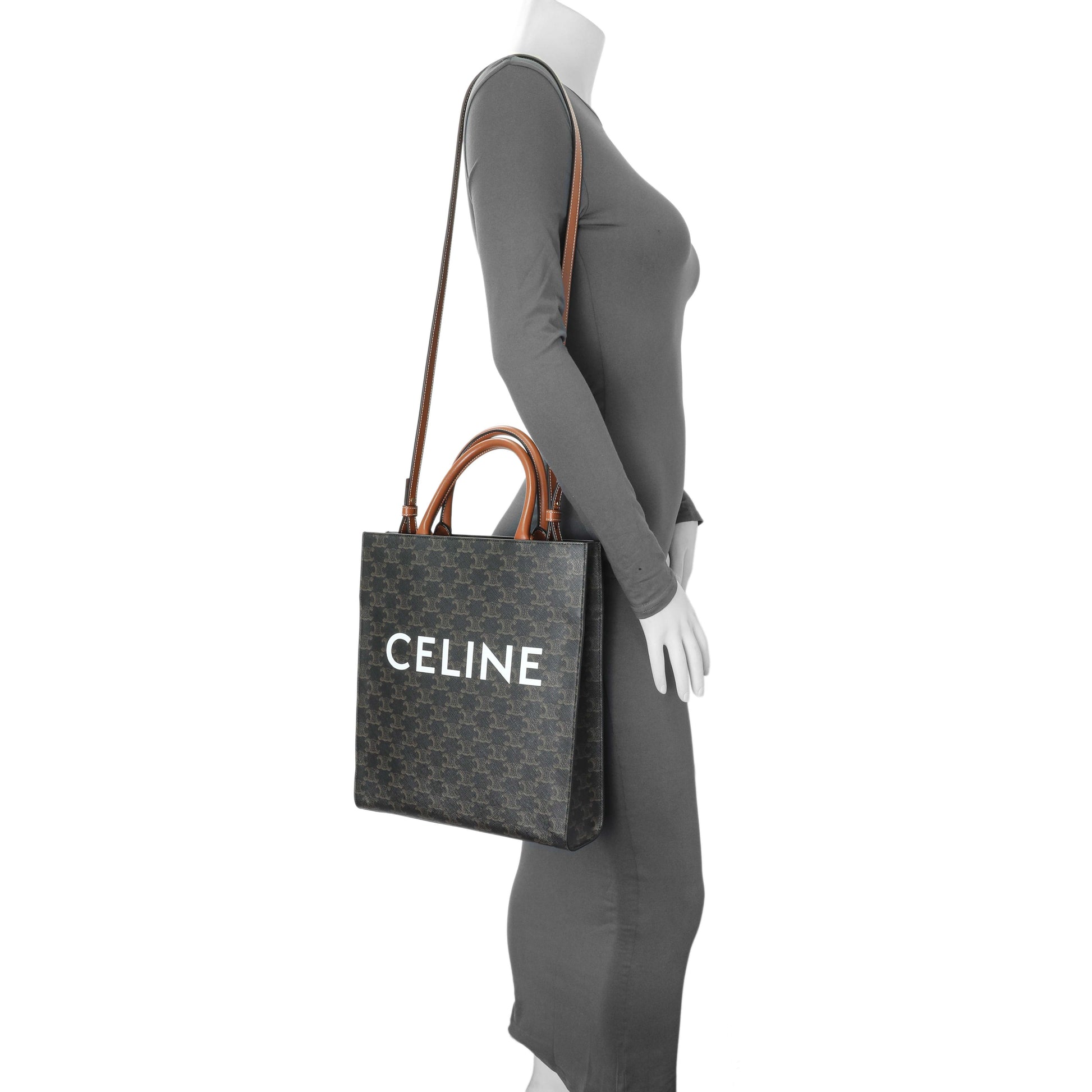 Exclusive Celine Triomphe Canvas Calfskin Small Vertical Cabas — Alternate View 7