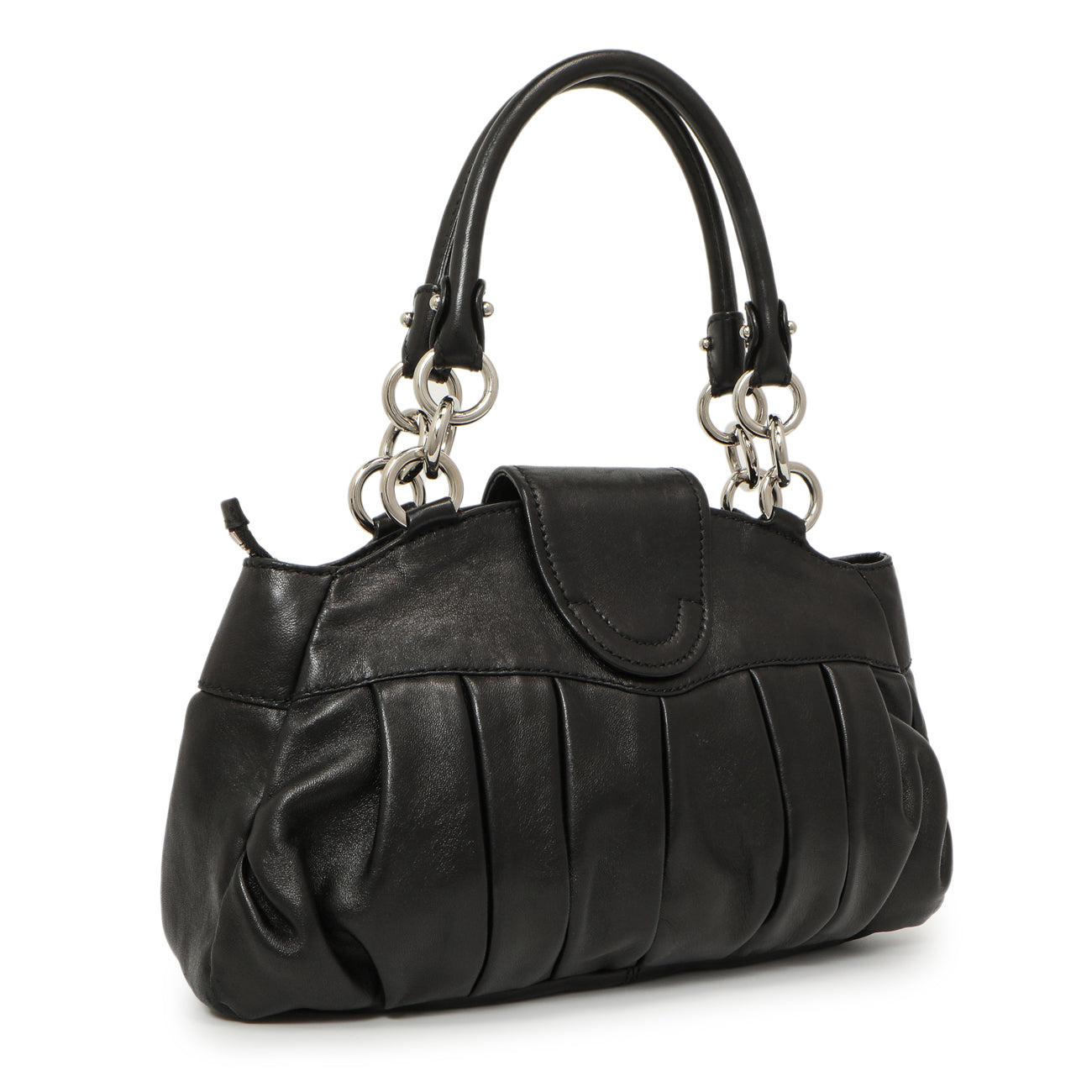 Exclusive Salvatore Ferragamo Black Calfskin Gancini Bag — Side View
