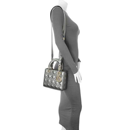 Exclusive Christian Dior Metallic Grey Lambskin Cannage Small Small My ABCDior Lady Dior — Alternate View 7