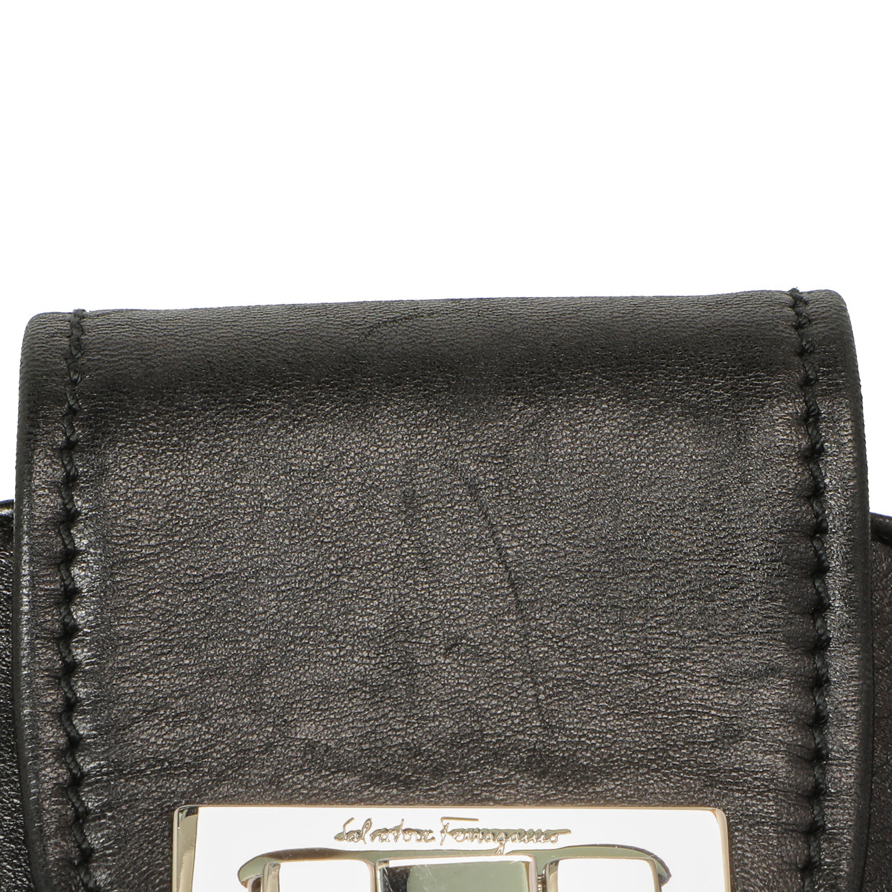 Exclusive Salvatore Ferragamo Black Calfskin Gancini Bag — Alternate View 13
