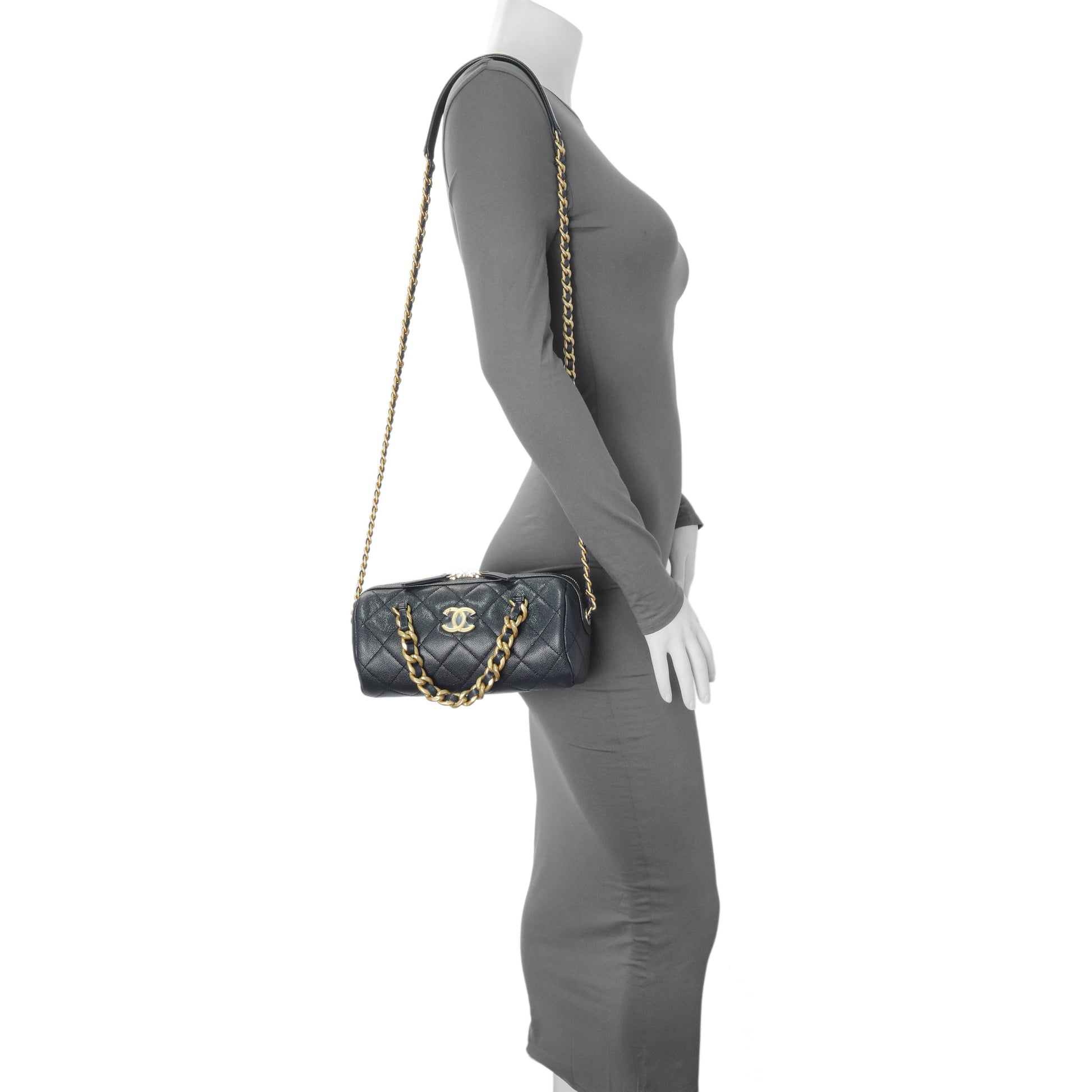 Exclusive Chanel Blue Quilted Caviar Small Fashion Therapy Bowling Bag — Alternate View 7