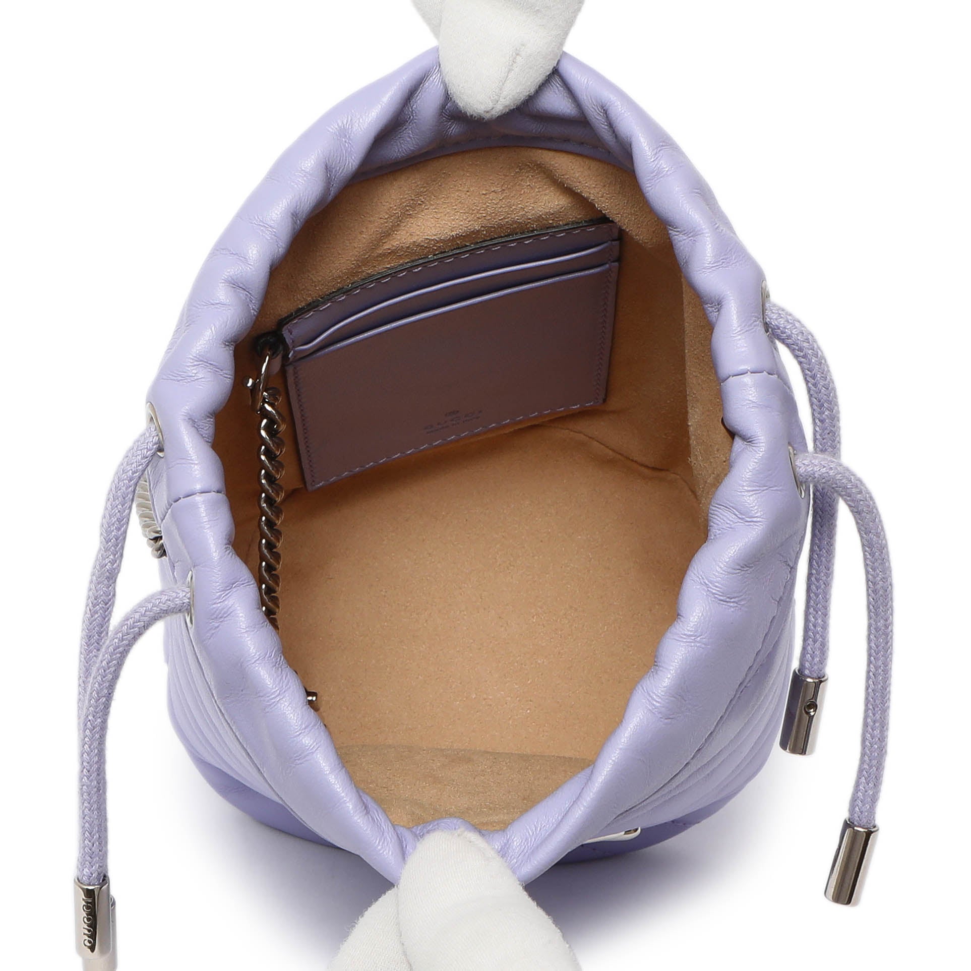 Exclusive Gucci Lapis Calfskin Matelasse Mini GG Marmont Bucket — Detail View