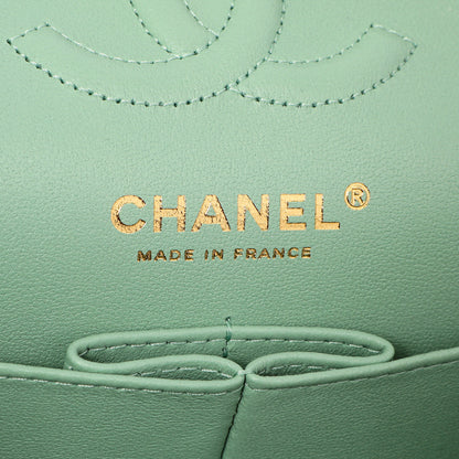 Exclusive Chanel Green Quilted Caviar Small Classic Double Flap — Lifestyle View