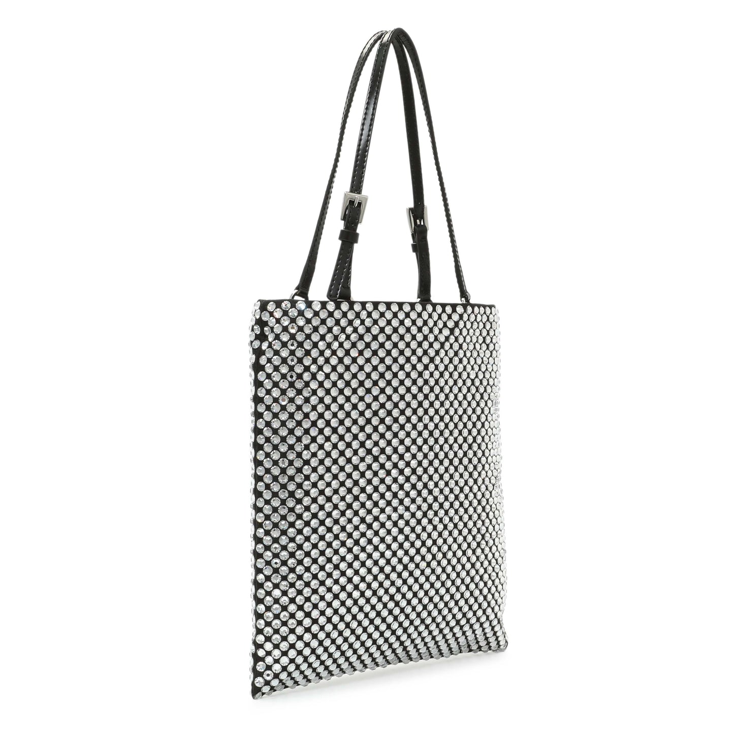 Exclusive Prada Black Satin Crystal Embellished Mini Tote — Side View