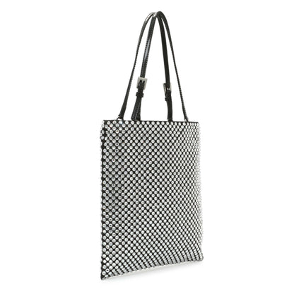 Exclusive Prada Black Satin Crystal Embellished Mini Tote — Side View