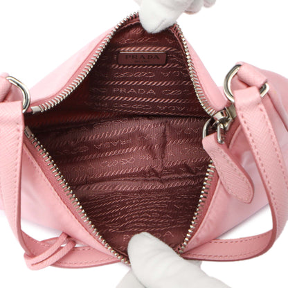 Exclusive Prada Rosa Tessuto Nylon Saffiano Mini Re-Edition 2005 Bag — Top View