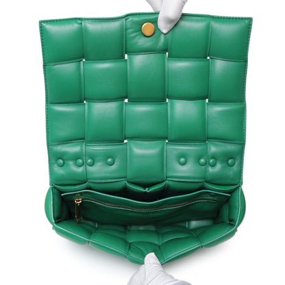 Exclusive Bottega Veneta Green Lambskin Maxi Intreccio Padded Chain Cassette Crossbody Bag — Top View