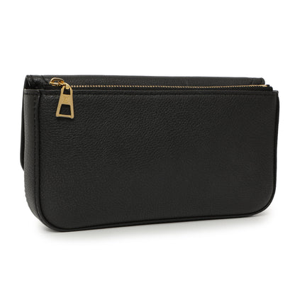 Exclusive Louis Vuitton Black Grained Calfskin Lockme Chain Phone Pouch — Side View