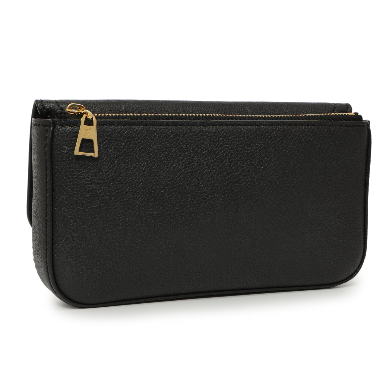 Exclusive Louis Vuitton Black Grained Calfskin Lockme Chain Phone Pouch — Side View