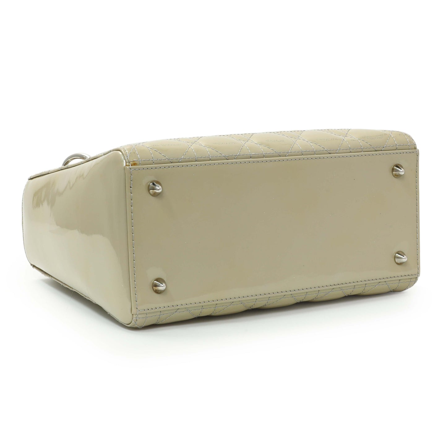 Exclusive Christian Dior Metallic Grey Patent Cannage Medium Lady Dior — Back View