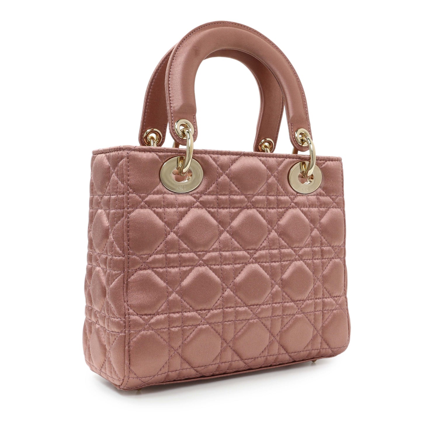 Exclusive Christian Dior Pink Satin Crystal Cannage Small My ABCDior Lady Dior — Side View