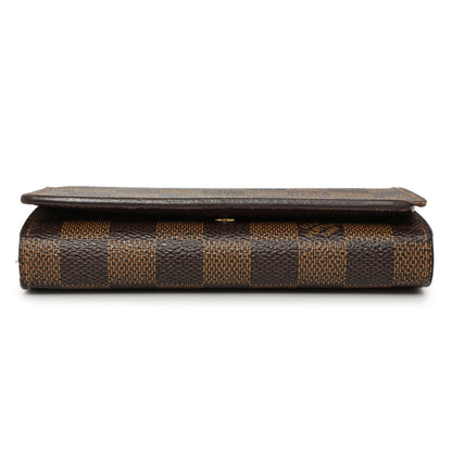 Exclusive Louis Vuitton Damier Ebene Porte-Monnaie Billets Tresor Wallet — Back View
