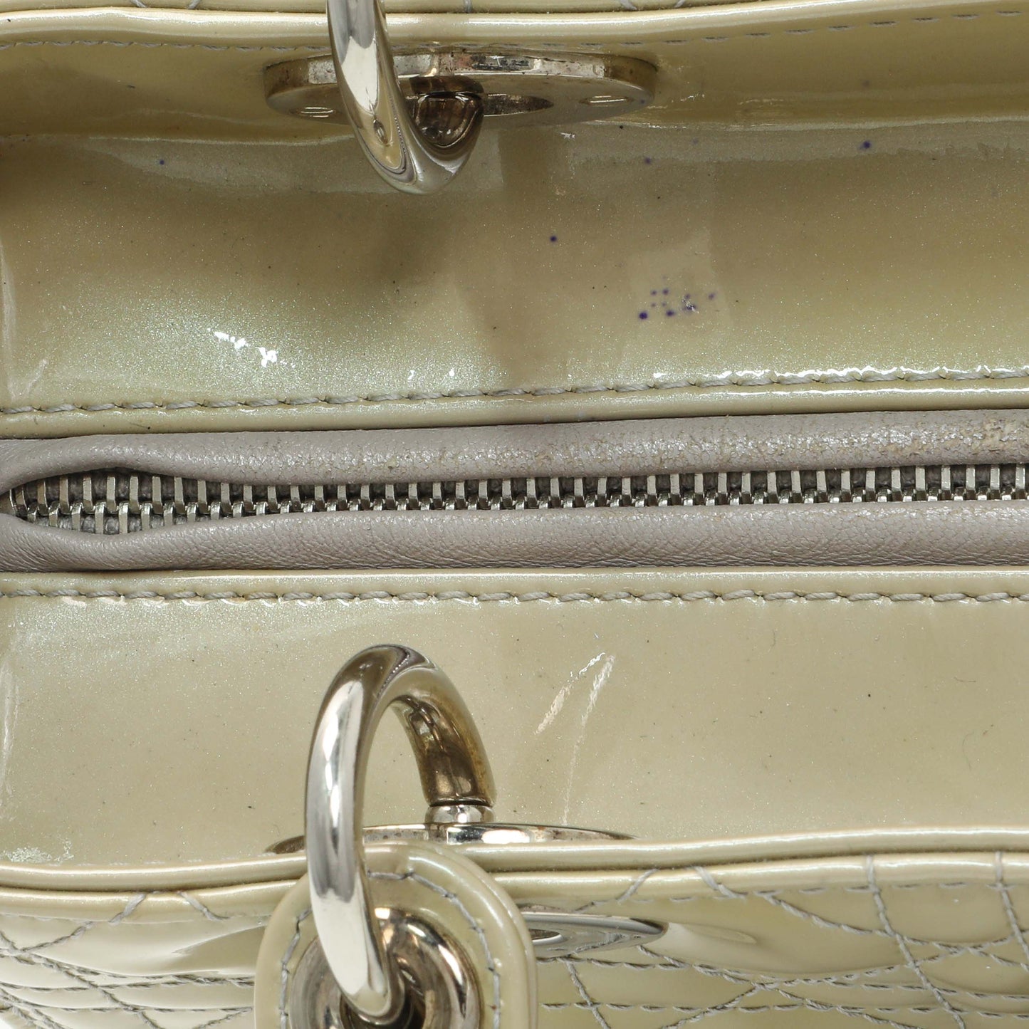 Exclusive Christian Dior Metallic Grey Patent Cannage Medium Lady Dior — Alternate View 11