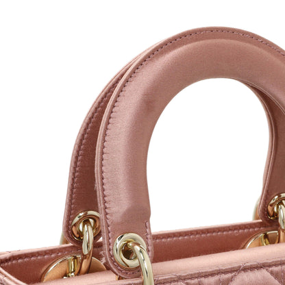 Exclusive Christian Dior Pink Satin Crystal Cannage Small My ABCDior Lady Dior — Alternate View 7