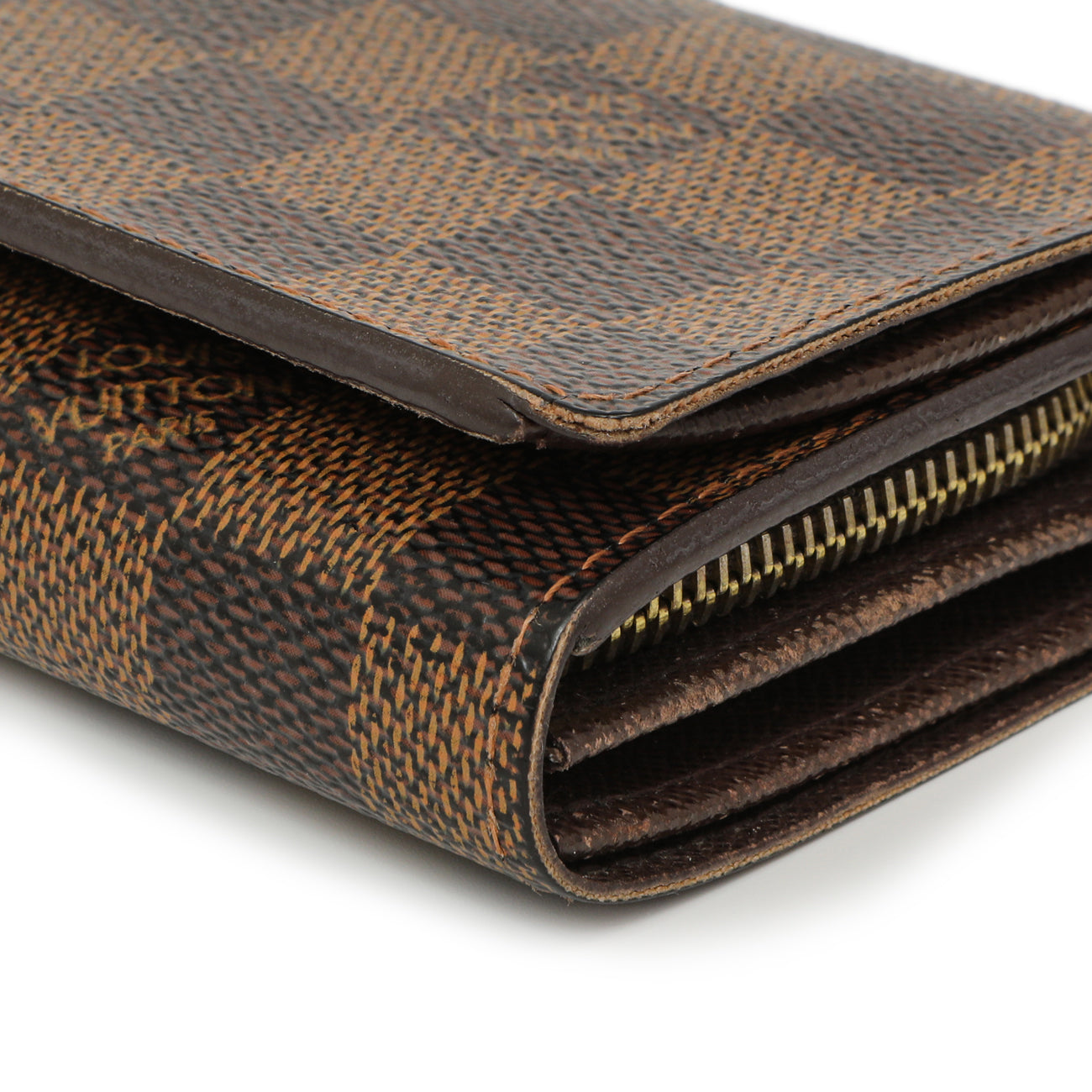 Exclusive Louis Vuitton Damier Ebene Porte-Monnaie Billets Tresor Wallet — Detail View