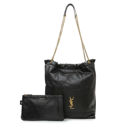 Exclusive Saint Laurent Black Lambskin Matelasse Monogram Large Jamie 4.3 Pochon — Front View