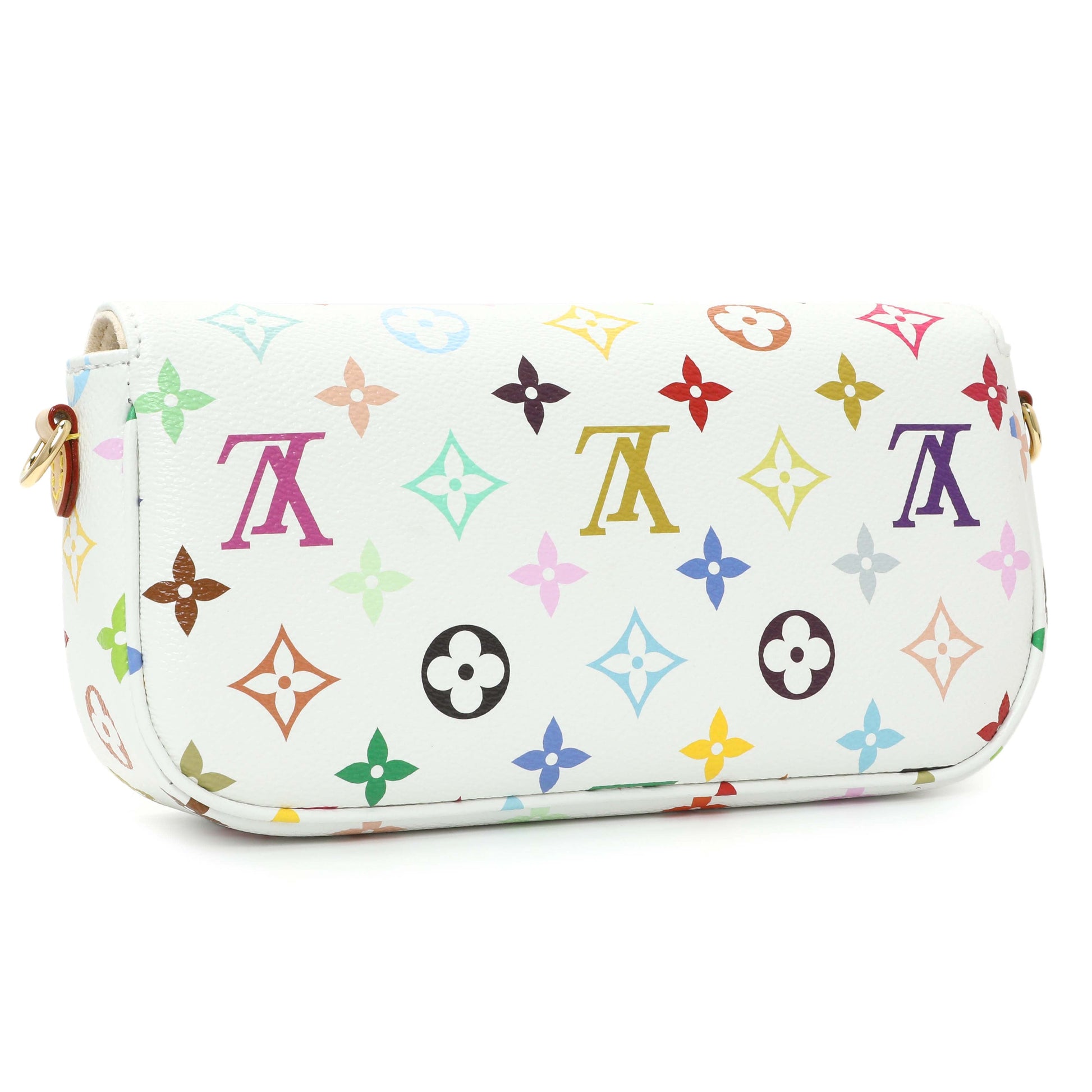 Exclusive Louis Vuitton X Takashi Murakami Monogram Multicolor Ivy Wallet On Chain — Side View