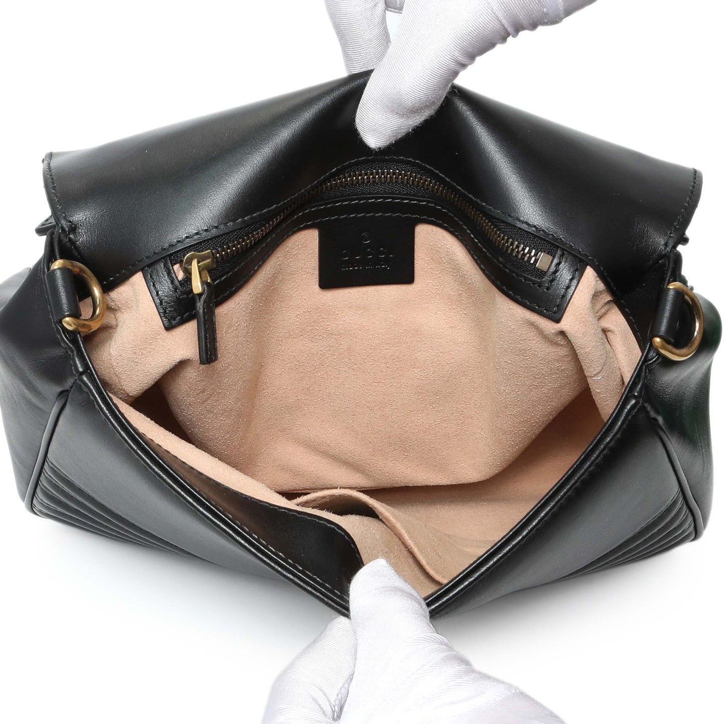 Exclusive Gucci Black Calfskin Matelasse Small GG Marmont Top Handle Shoulder Bag — Top View