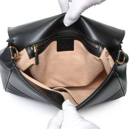 Exclusive Gucci Black Calfskin Matelasse Small GG Marmont Top Handle Shoulder Bag — Top View