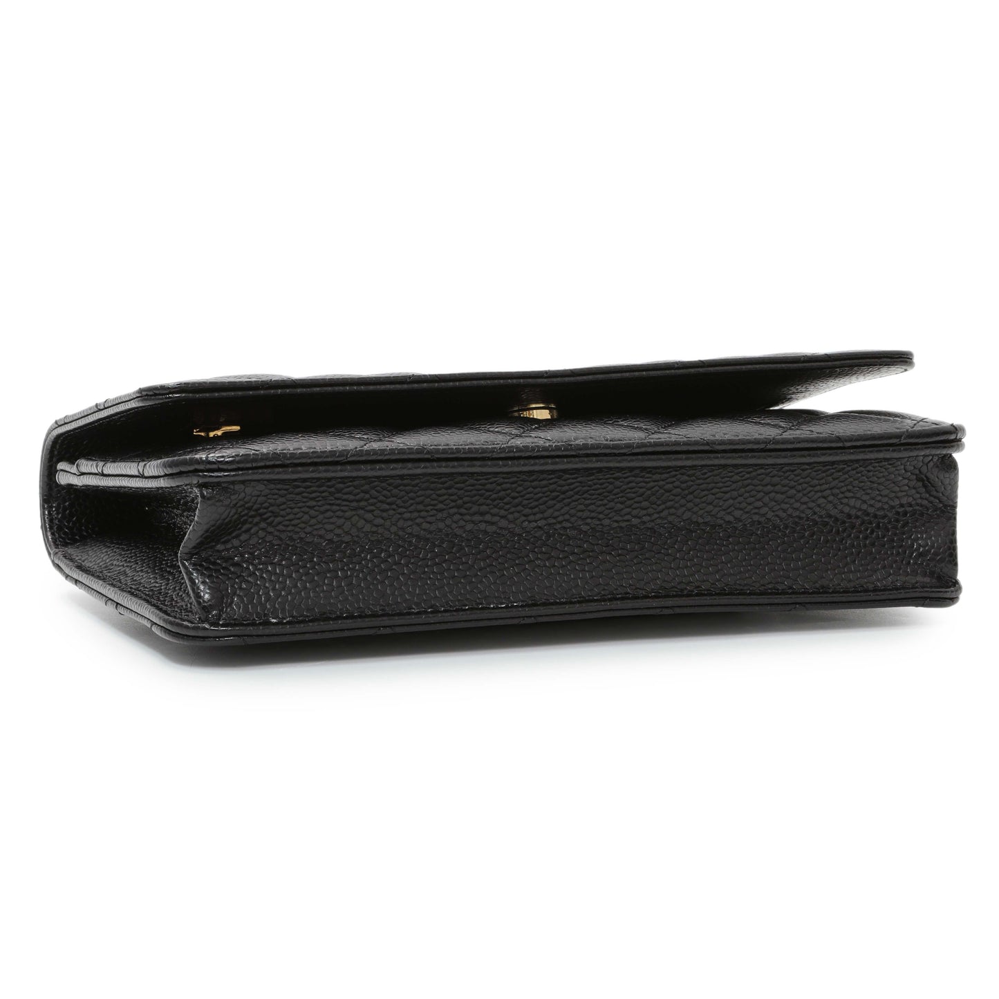 Exclusive Chanel Black Quilted Caviar Wallet on Chain — Back View