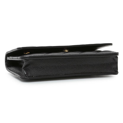 Exclusive Chanel Black Quilted Caviar Wallet on Chain — Back View