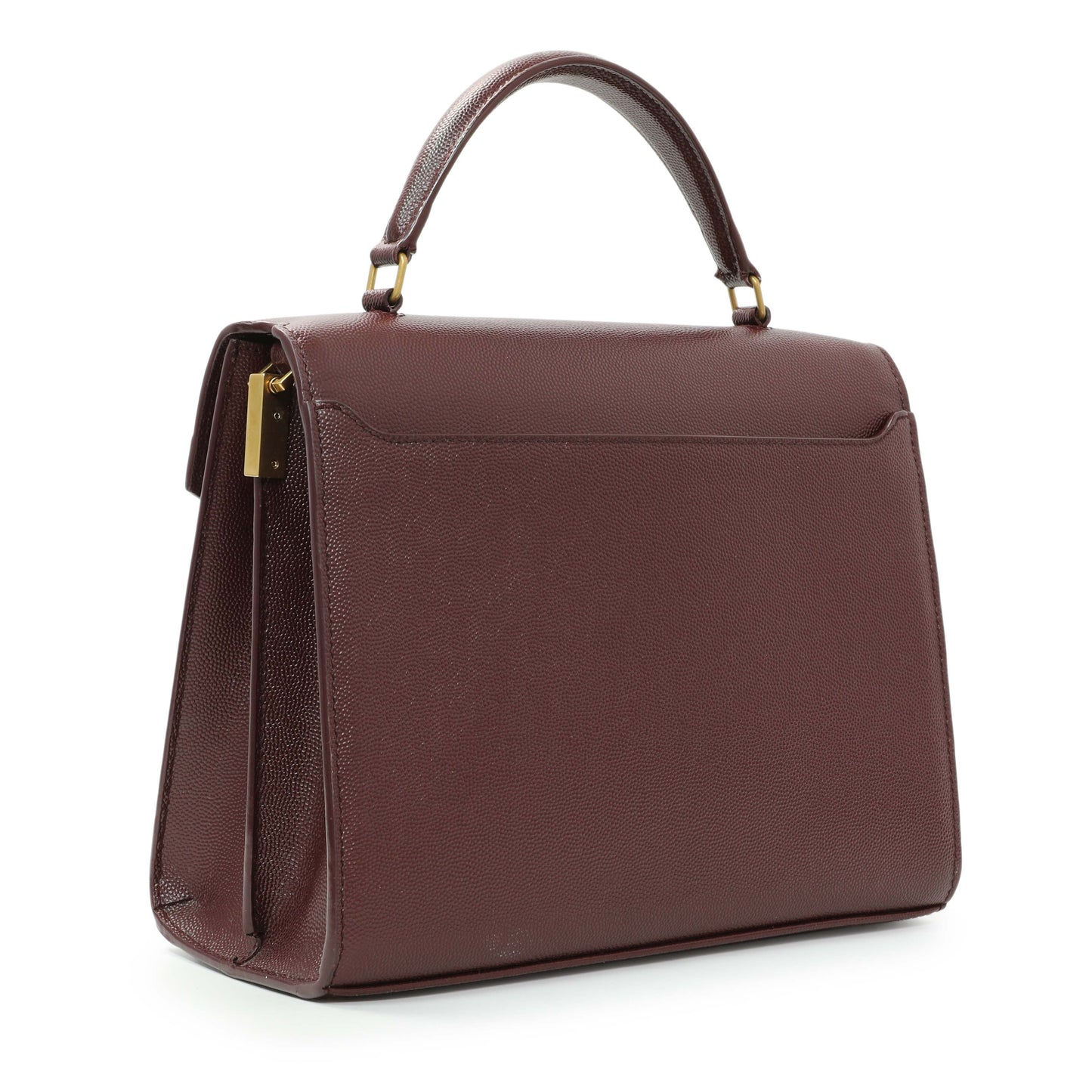 Exclusive Saint Laurent Burgundy Grain de Poudre Medium Classic Monogram Cassandra Top Handle — Side View