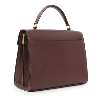 Exclusive Saint Laurent Burgundy Grain de Poudre Medium Classic Monogram Cassandra Top Handle — Side View