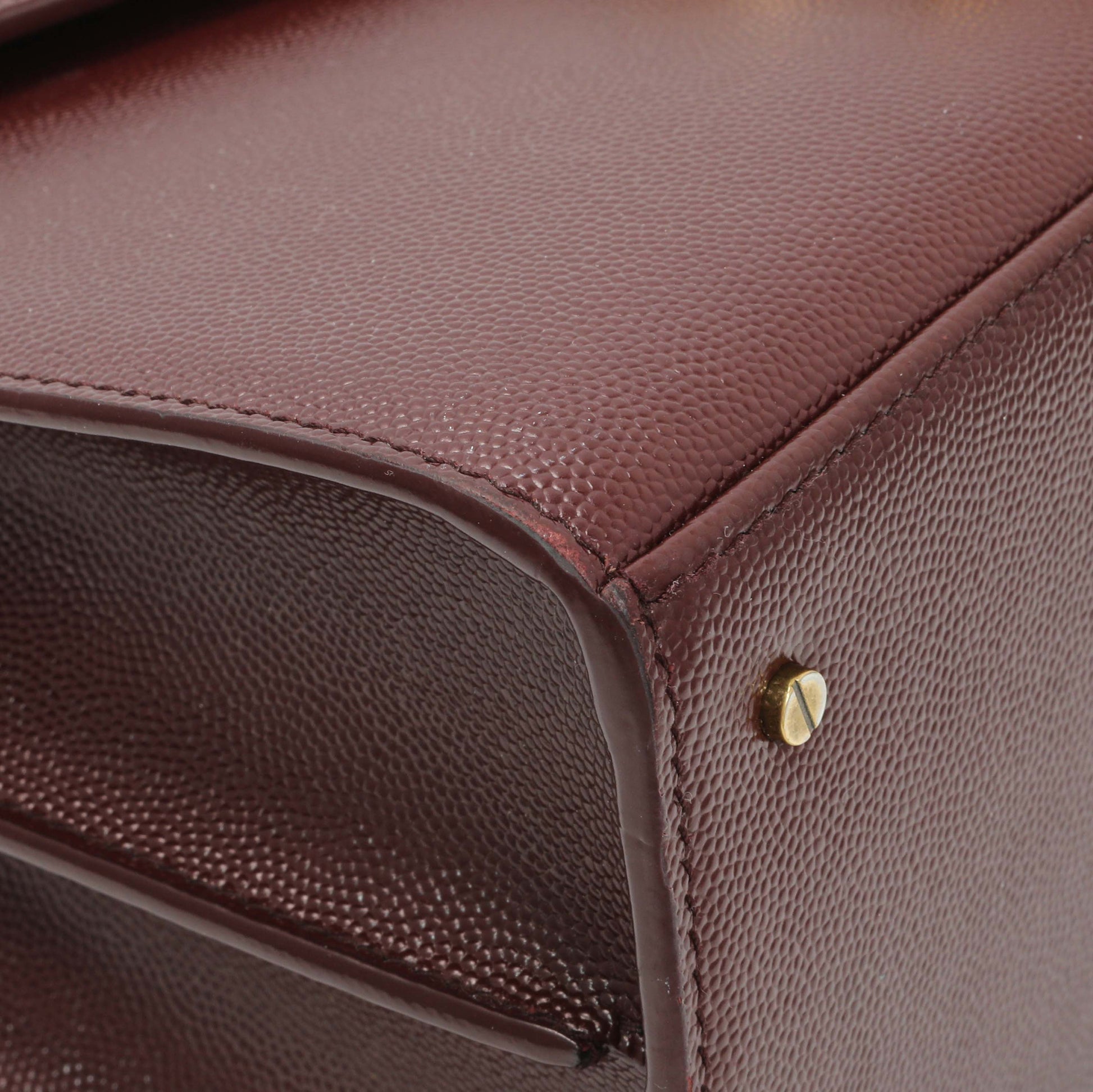 Exclusive Saint Laurent Burgundy Grain de Poudre Medium Classic Monogram Cassandra Top Handle — Top View