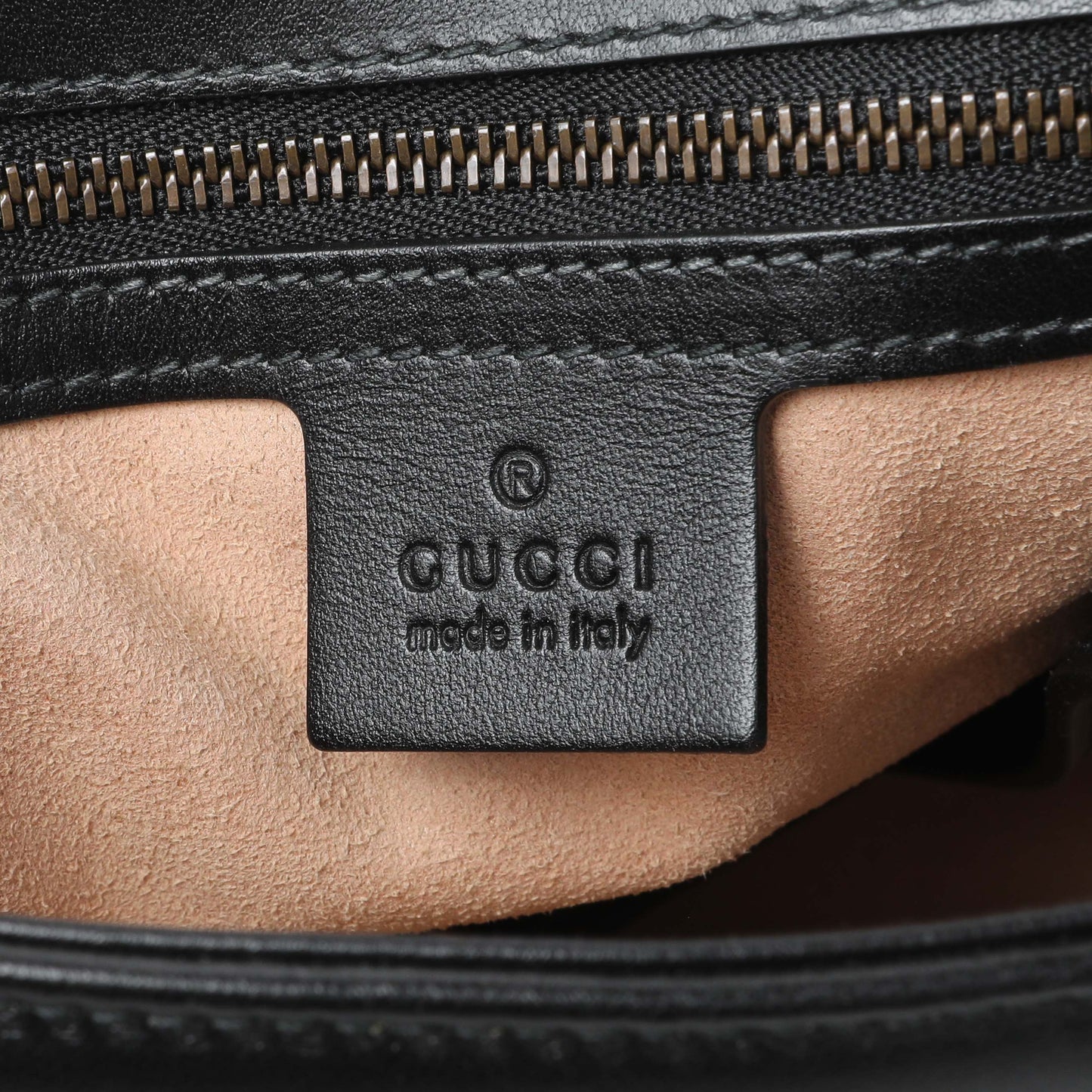 Exclusive Gucci Black Calfskin Matelasse Small GG Marmont Top Handle Shoulder Bag — Detail View