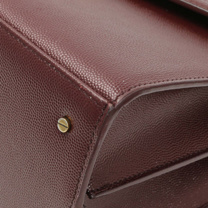 Exclusive Saint Laurent Burgundy Grain de Poudre Medium Classic Monogram Cassandra Top Handle — Detail View