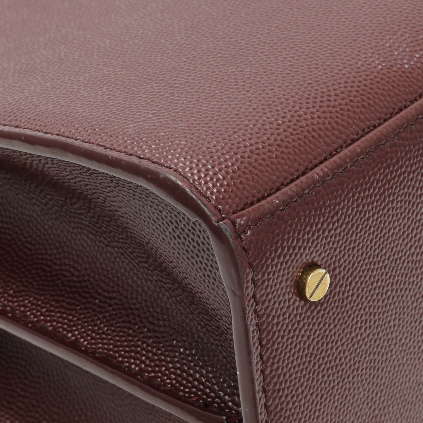 Exclusive Saint Laurent Burgundy Grain de Poudre Medium Classic Monogram Cassandra Top Handle — Lifestyle View