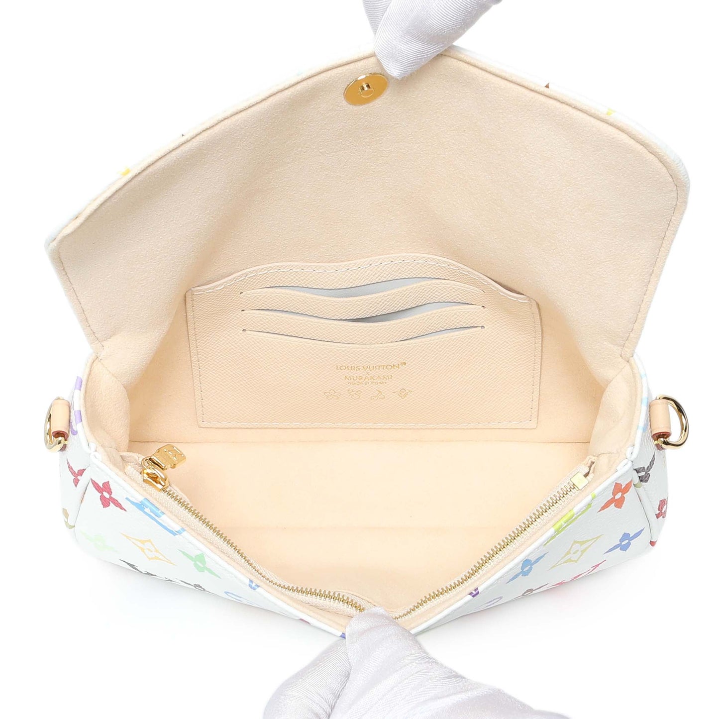 Exclusive Louis Vuitton X Takashi Murakami Monogram Multicolor Ivy Wallet On Chain — Top View