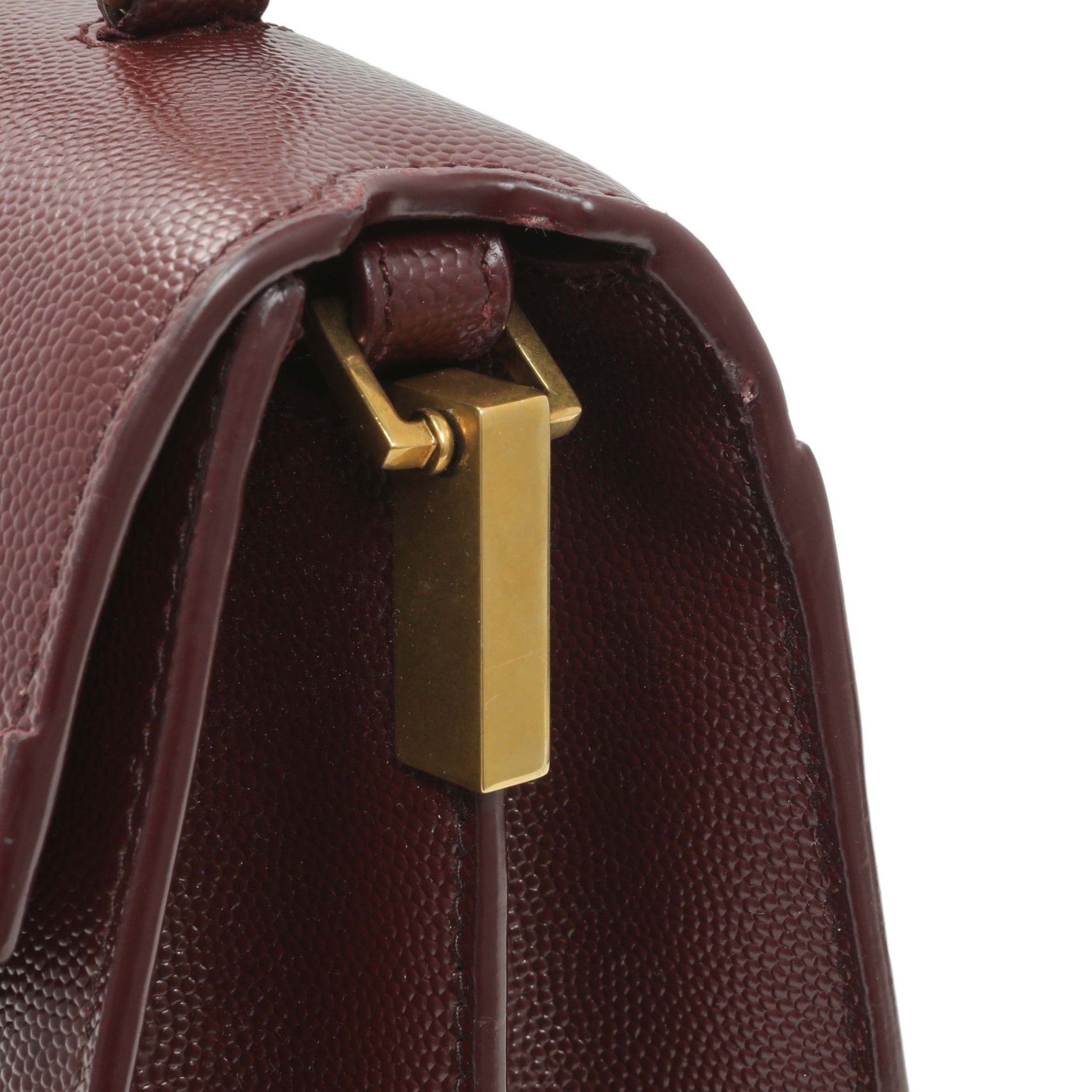 Exclusive Saint Laurent Burgundy Grain de Poudre Medium Classic Monogram Cassandra Top Handle — Alternate View 13