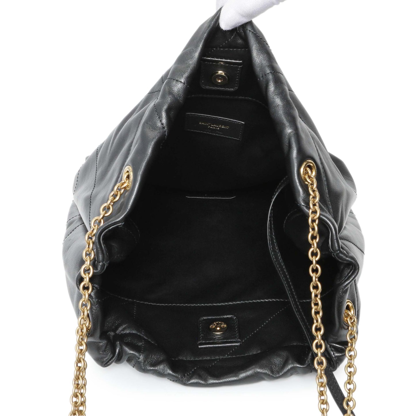 Exclusive Saint Laurent Black Lambskin Matelasse Monogram Large Jamie 4.3 Pochon — Top View