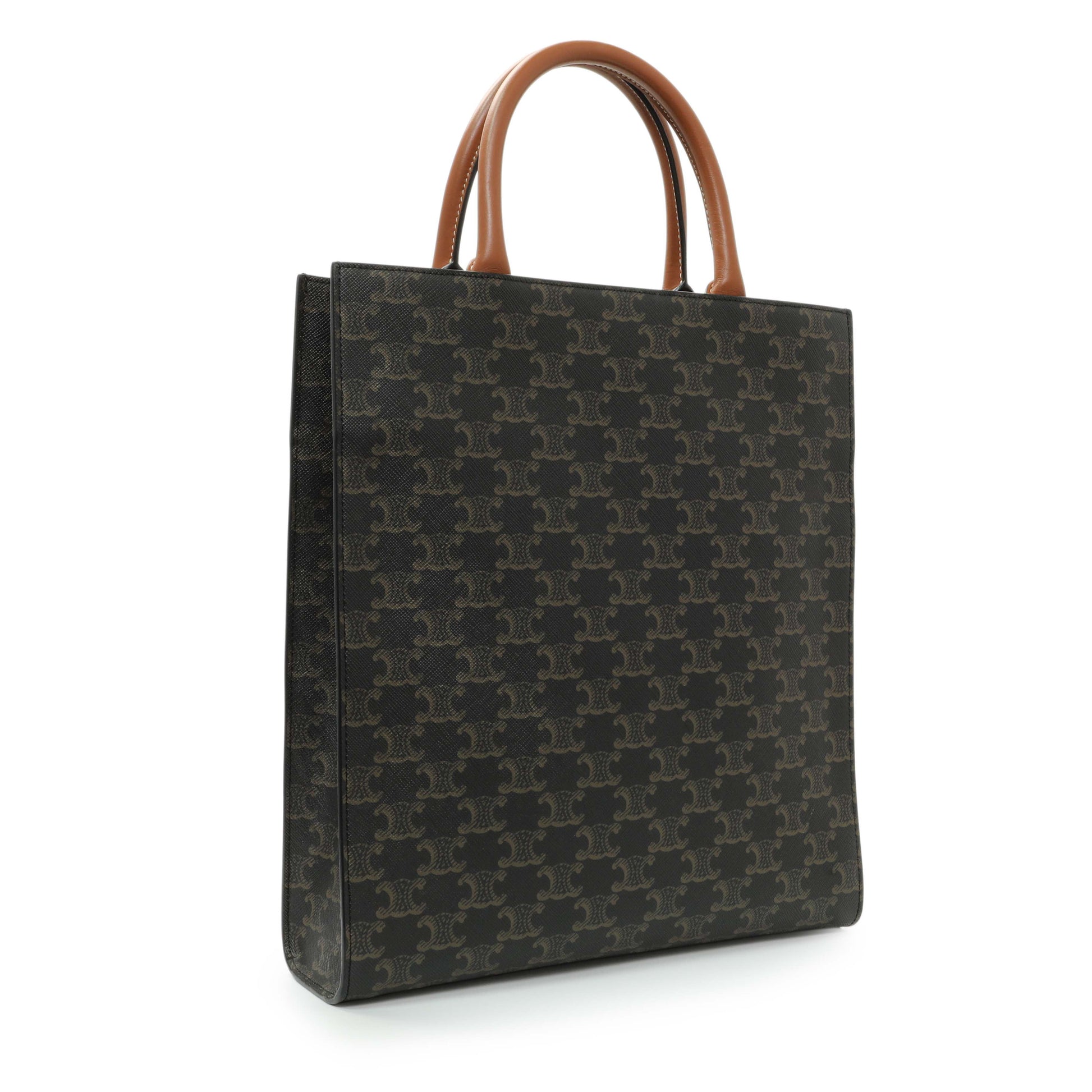 Exclusive Celine Triomphe Canvas Calfskin Small Vertical Cabas — Side View