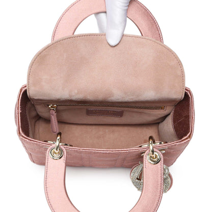 Exclusive Christian Dior Pink Satin Crystal Cannage Small My ABCDior Lady Dior — Top View
