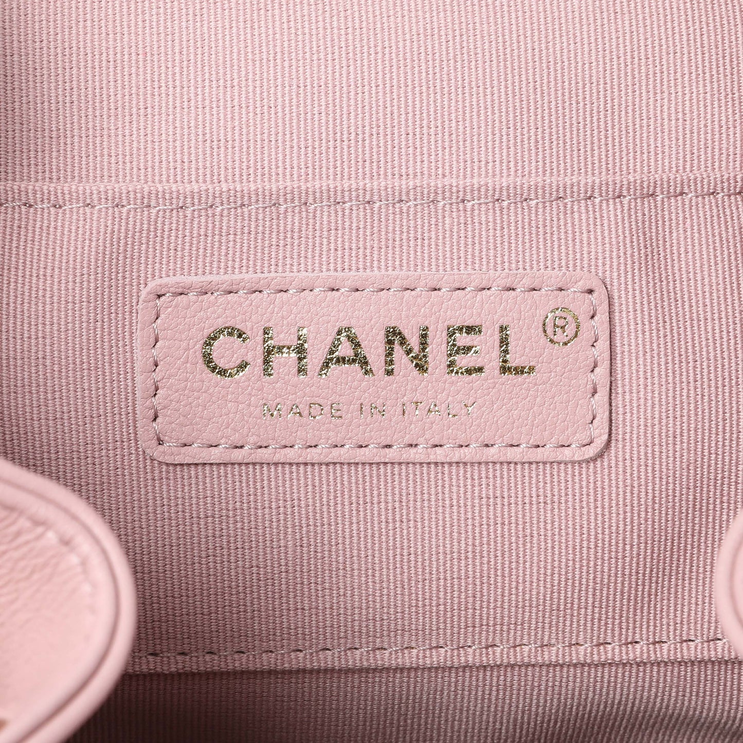 Exclusive Chanel Light Pink Calfskin Small Duma Backpack — Detail View