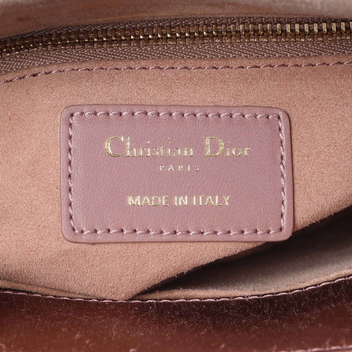 Exclusive Christian Dior Pink Satin Crystal Cannage Small My ABCDior Lady Dior — Detail View