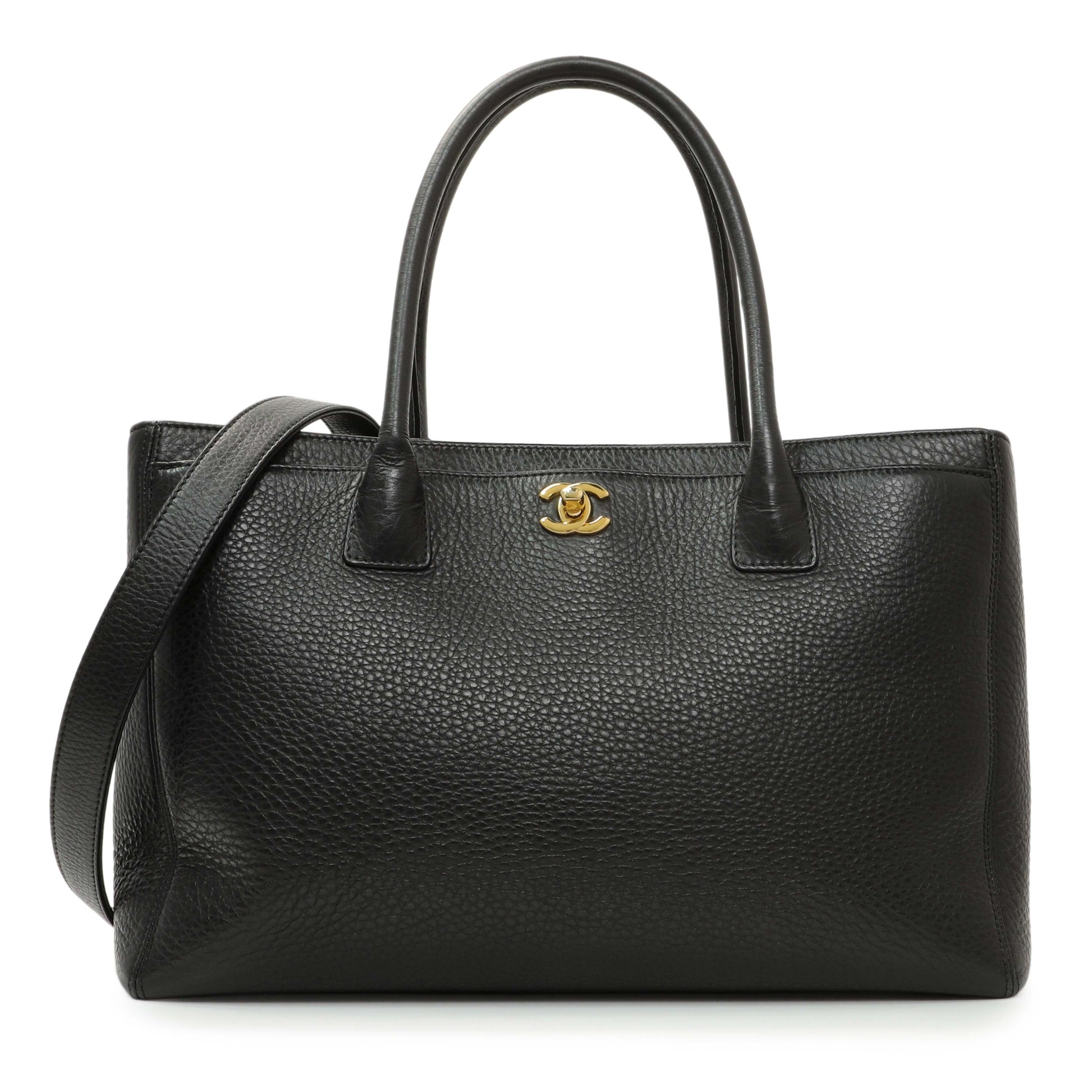 Exclusive Chanel Black Calfskin Cerf Executive Shopper Tote — Front View