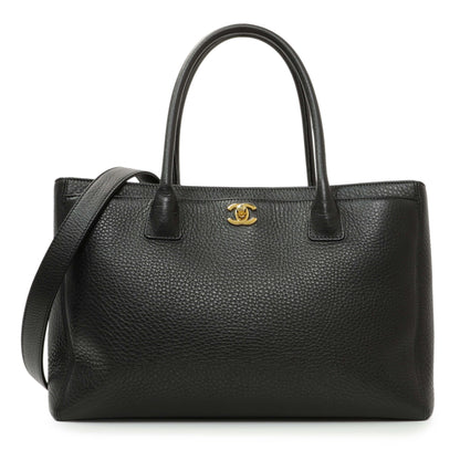 Exclusive Chanel Black Calfskin Cerf Executive Shopper Tote — Front View