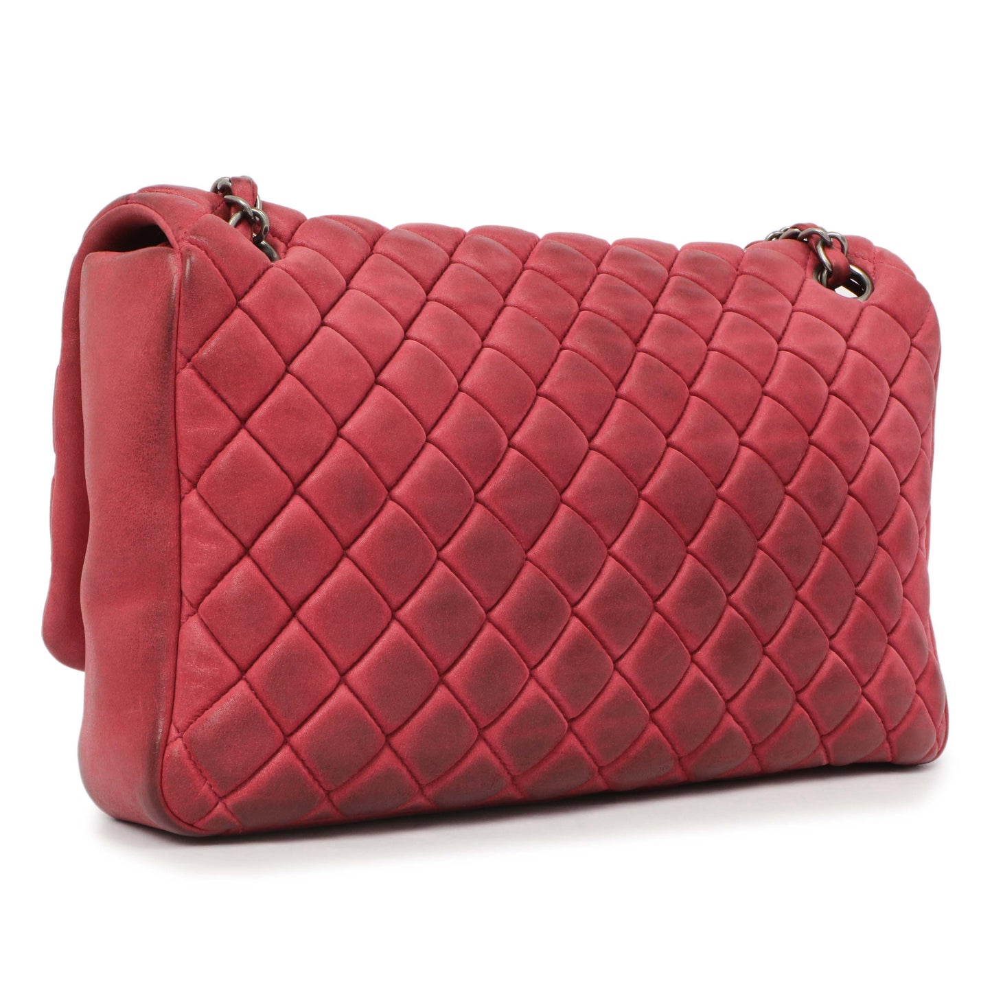 Exclusive Chanel Burgundy Quilted Iridescent Calfskin Large New Bubble Flap — Back View